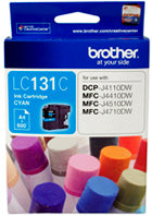 Brother LC131C DCPJ152W/172W/552DW/752DW MFCJ245/J470DW/J475DW/J650DW/J870DW Cyan Ink Cartridge 300pg