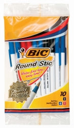 Pen Bic Bp Round Stic  6Xblue 2X Blk 2X Red Pk10