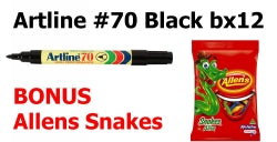 Marker Artline 70 Bullet Black Bonus 200Gm Allens Snakes