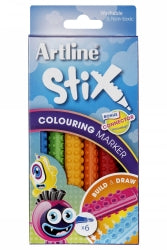 Markers Artline Stix Pack 6 Assorted Colours