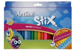 Markers Brush Artline Stix Pack 20 Assorted Colours