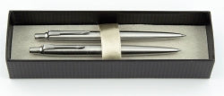 Pen Pencil Set Parker Jotter S/Steel C/Trim Deluxe Gift Box