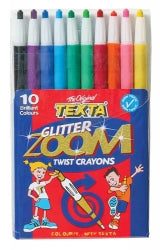 Crayons Texta Zoom Twist Glitter Pk10