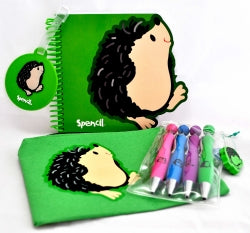 Stationery Set Spencil Pack 2 Hedgehog N/Book P/Case Pens