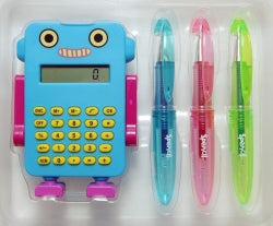 Calculator Set Spencil Robot L. Blue