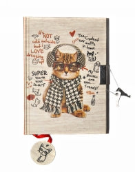 Notebook Spencil Secrets With Lock Cat In Ear Muffs