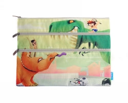 Pencil Case Spencil A4 3 Zip 25Cmx34Cm Dinosaurs