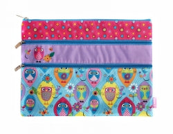 Pencil Case Spencil A4 3 Zip 25Cmx34Cm Happy Owls