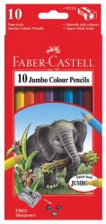 Pencil Coloured Faber Jumbo Free Sharpener 10'S