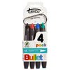 Marker Texta Permanent Bullet W/ Carabiner Asst Colours Pk4