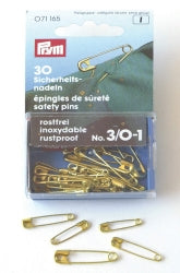 Safety Pins Prym Brass Pk30