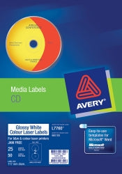 Label Avery Laser L7760 Cd/Dvd Gloss Col 50'S