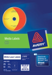 Label Avery Laser L7676 Cd/Dvd B&W 50'S