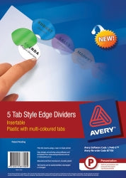 Dividers Avery L7440-5 A4 5 Tab Style Edge Insertable