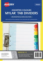 Dividers Avery A4 Mylar Rainbow Printed 1-10