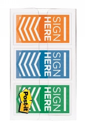 Flags Color Code Sign Here Post-It 24Mm 682-Sh-Obl Orange/Blue/Lime Pk60