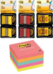 Post-It Notes And Flags 3M Bundle 680-Sh2 Rd2 Yw2 And 654 5Pk Neon