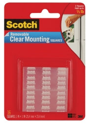 Tape Mounting Squares Scotch 859-Med Clear Removable Pk16