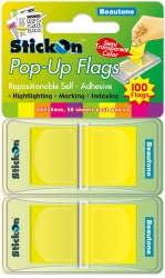 Stick On Flags B/Tone Pop-Up 45X25 Lemon Twin Pack 100'S