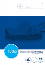 Exercise Book Tudor 32Pg 4Mm D/Ruled (P) Navy