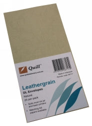 Envelope Quill Dl Leathergrain Natural Pk25