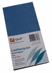 Envelope Quill Dl Leathergrain Blue Pk25