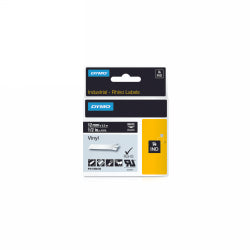 Label Tape Dymo 12Mmx5.5M Rhino Pro Permanent Vinyl Black White