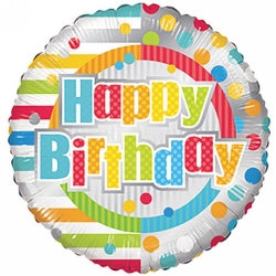 Balloons Alpen 46Cm Foil Happy Birthday Dots & Lines