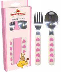 Baby Gift Bunnykins Spoon & Fork Sweethearts Pink