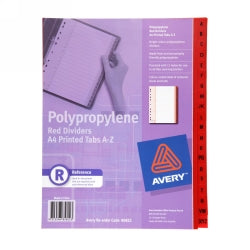 Divider Avery A4 Polypropylene A-Z Tabs Red