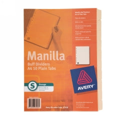 Dividers Avery A4 Manilla Buff 10 Tab