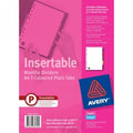 Dividers Avery A4 Manilla 5 Insertable Coloured Tabs