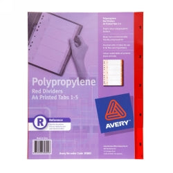 Dividers Avery A4 Pp 1-5 Tabs Red