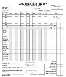 Time Sheet Club Zions #68P Permanent