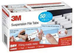 Suspension Filing Tabs 3M 1150 White W/- Dry Erase Pen Bx50