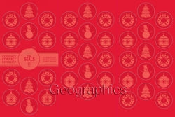 Seals Geo Xmas Red Embossed Seals Pk48