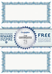 Paper Certificates Geo A4 Blue 3 Up 25 Pk75