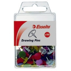 Drawing Pins Esselte Asst Colours Pk100