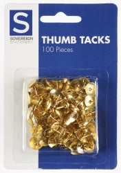 Drawing Pins Sovereign Gold  Pk 100