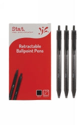 Pen Stat 1.0mm BP Retractable Medium Black - Box of 12