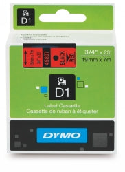 Label Tape Dymo D1 19Mmx7M Black On Red