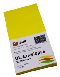 Envelope Quill Dl Xl Multioffice Lemon Pk25