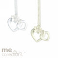 Wedding Charm Me Ceramic Twin Heart W/Flowers Wht&Ivry