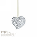 Wedding Charm Me Large Silver Heart W/Rose Design