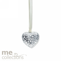 Wedding Charm Me Double Sided Heart Pendant Silver