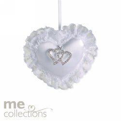 Wedding Charm Me Padded Heart W/Diamante Charm White