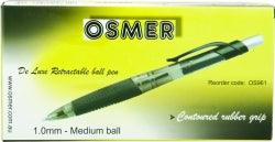 Pen Osmer De Luxe Retractable 1.0Mm Med Black