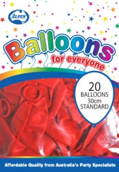 Balloons Alpen 30Cm Standard Red Pk20