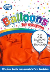 Balloons Alpen 30Cm Standard Orange Pk20