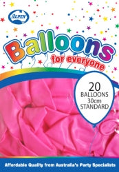 Balloons Alpen 30Cm Standard Pink Pk20